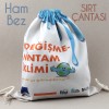 DİJİTAL BASKILI İP BÜZGÜLÜ HAM BEZ SIRT ÇANTASI